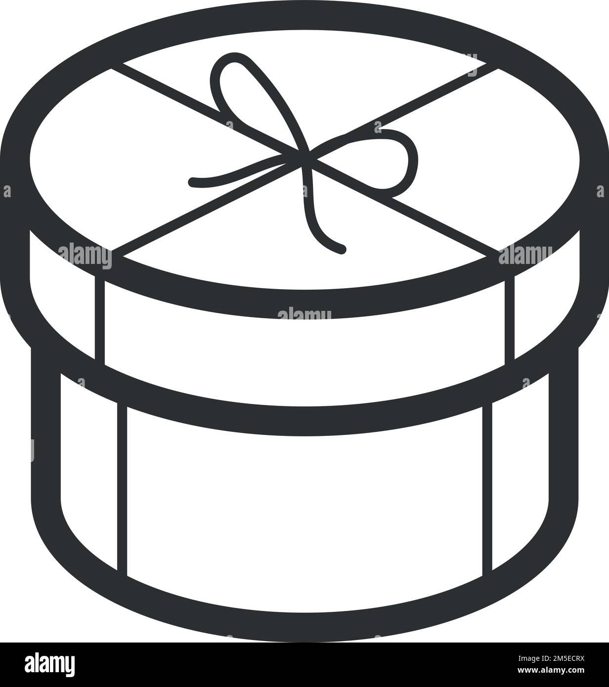 Pacchetto torta. Confezione regalo rotonda. Icona presente Illustrazione Vettoriale