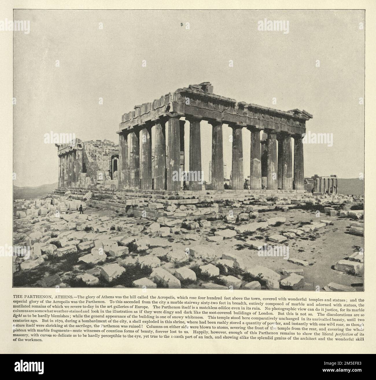 Fotografia vintage del Partenone, Atene, un ex tempio sull'Acropoli ateniese, Grecia, dedicato alla dea Atena nel V secolo a.C. Foto Stock