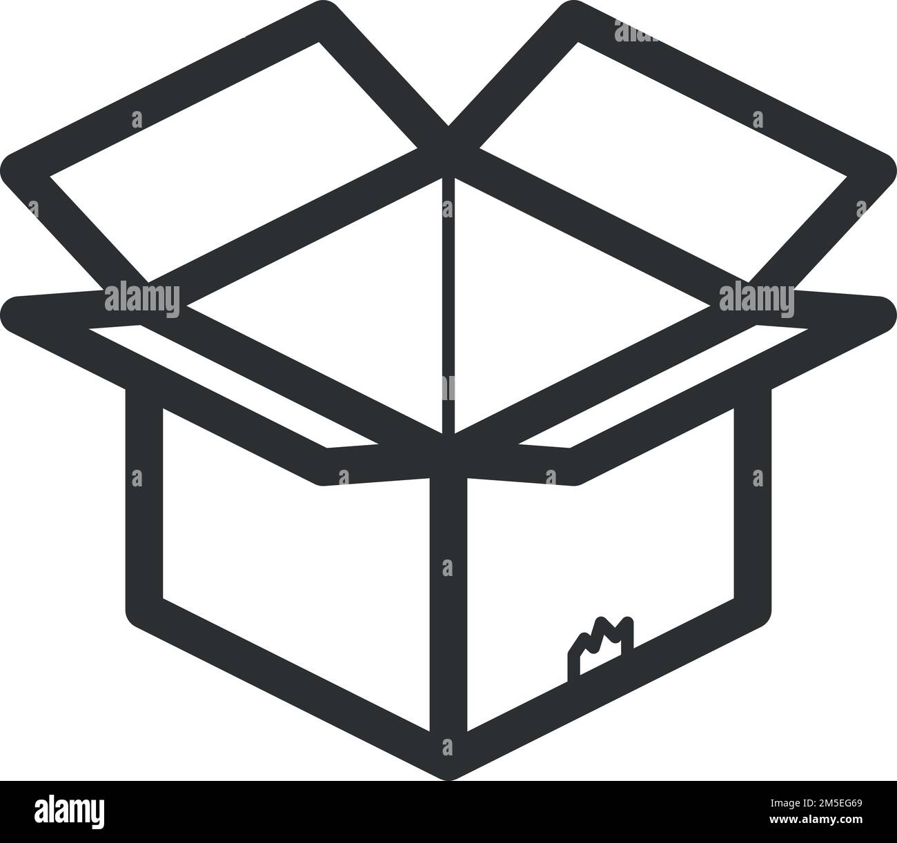 Aprire l'icona della linea della scatola di cartone. Pacchetto di carico Illustrazione Vettoriale
