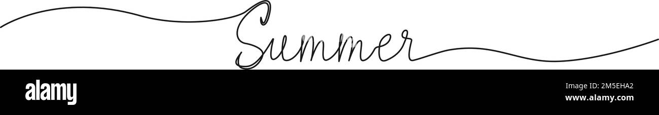 Disegno a linea singola continuo di parola SUMMER, illustrazione vettoriale di line art Illustrazione Vettoriale