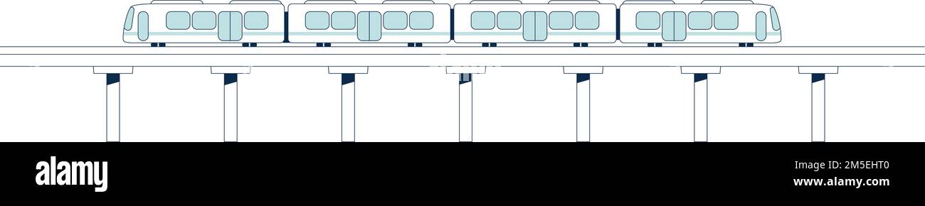 Treno sul ponte ferroviario. Icona trasporto ferroviario Illustrazione Vettoriale