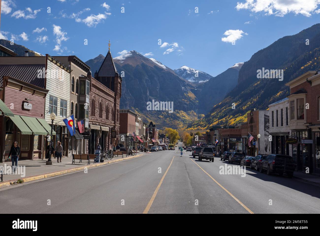 Telluride è il capoluogo della contea di San Miguel, nella parte sud-occidentale dello stato del Colorado. Foto Stock