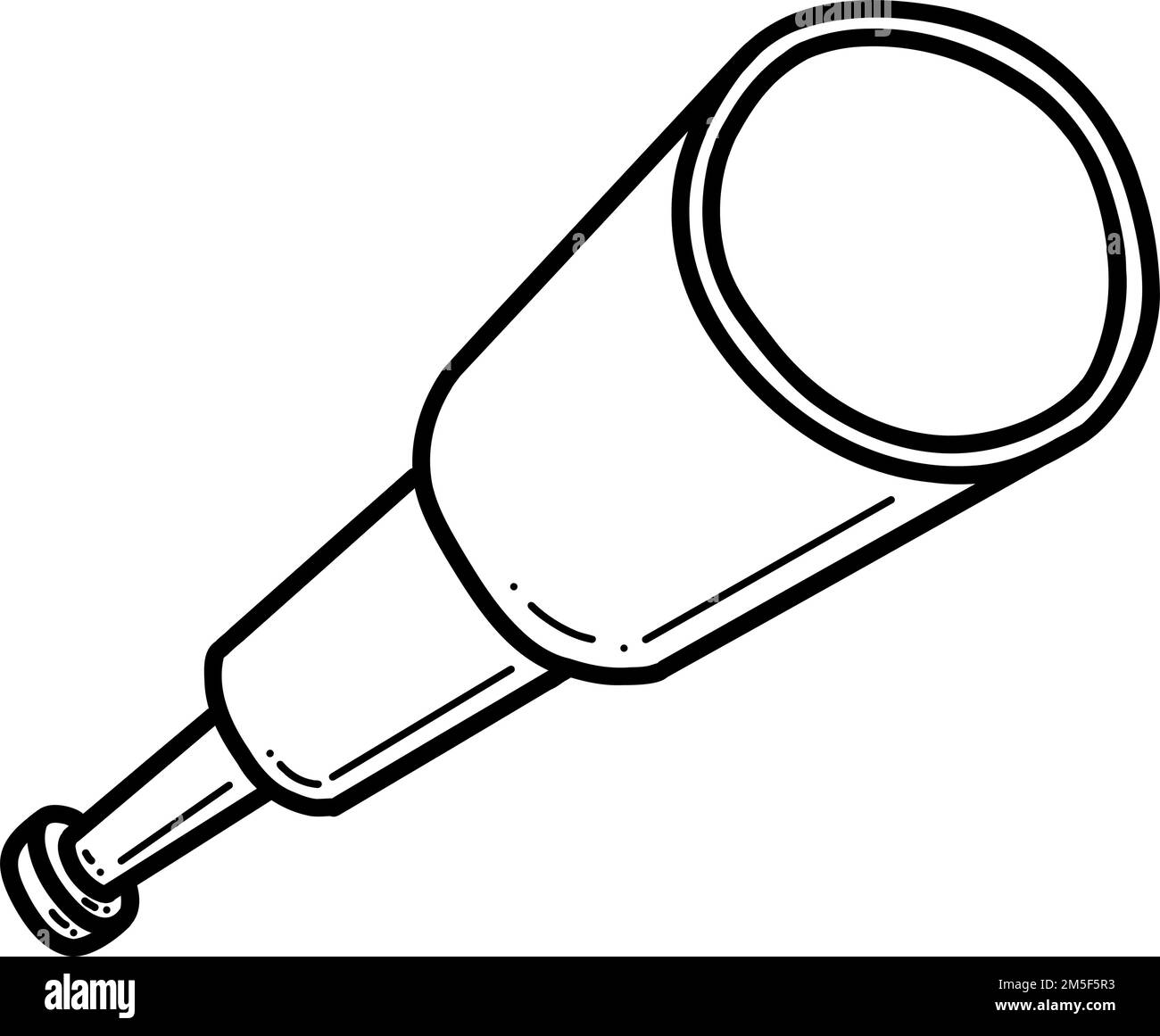 Telescopi a profilo. Illustrazione a mano di un doodle, immagine nera su sfondo bianco. Lineare art. Illustrazione vettoriale. Illustrazione Vettoriale