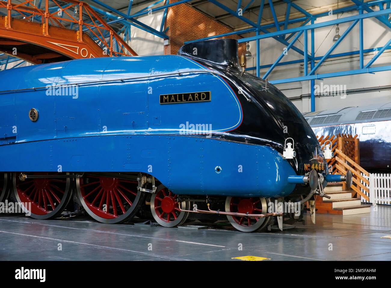 Mallard no 4468 locomotiva a vapore in mostra al National Railway Museum di York, Inghilterra. Foto Stock