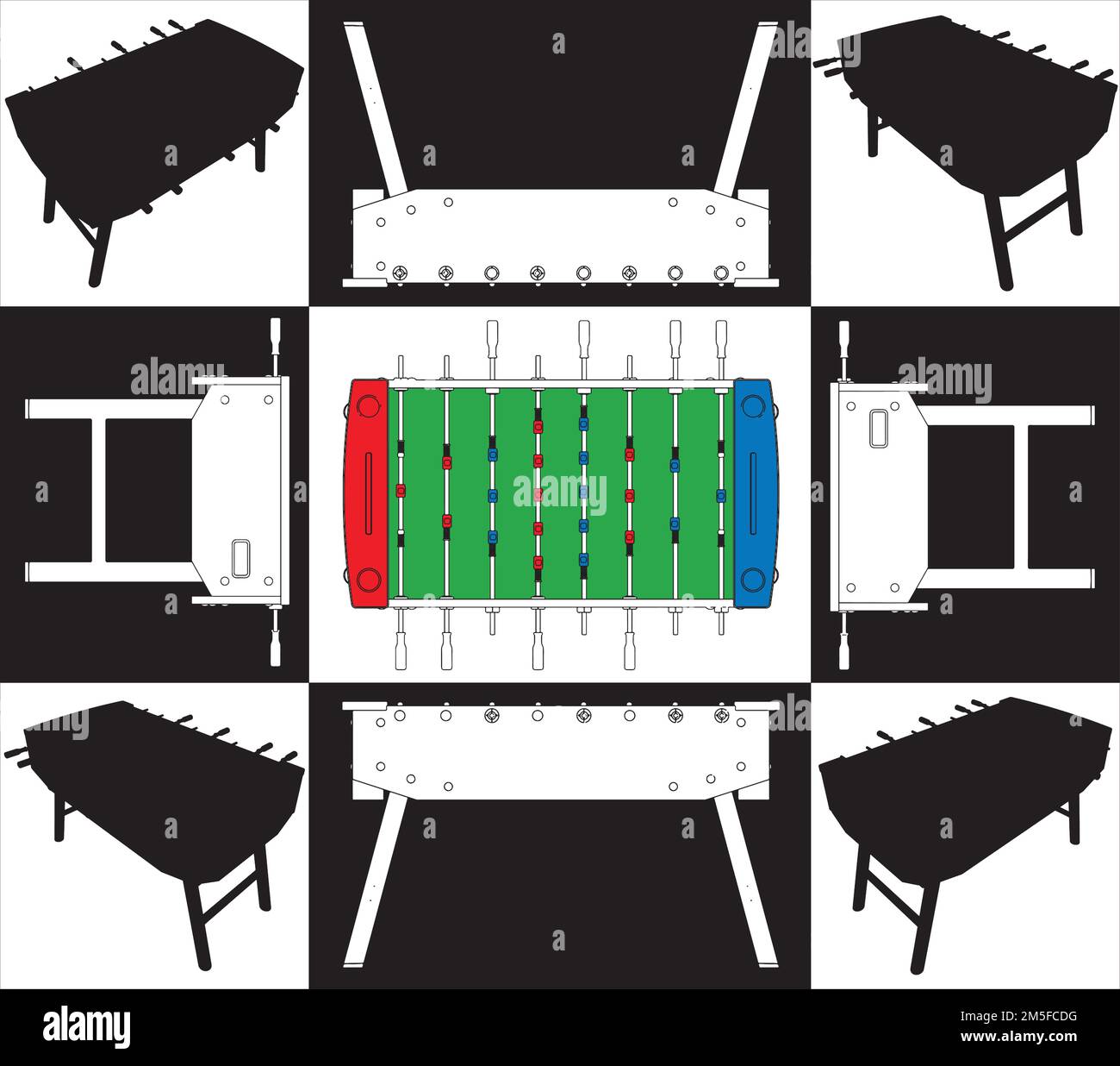 Calcio da tavolo e Vector prospettiva Calcio. Illustrazione su sfondo bianco. Illustrazione vettoriale di Un calcio da tavolo. Illustrazione Vettoriale