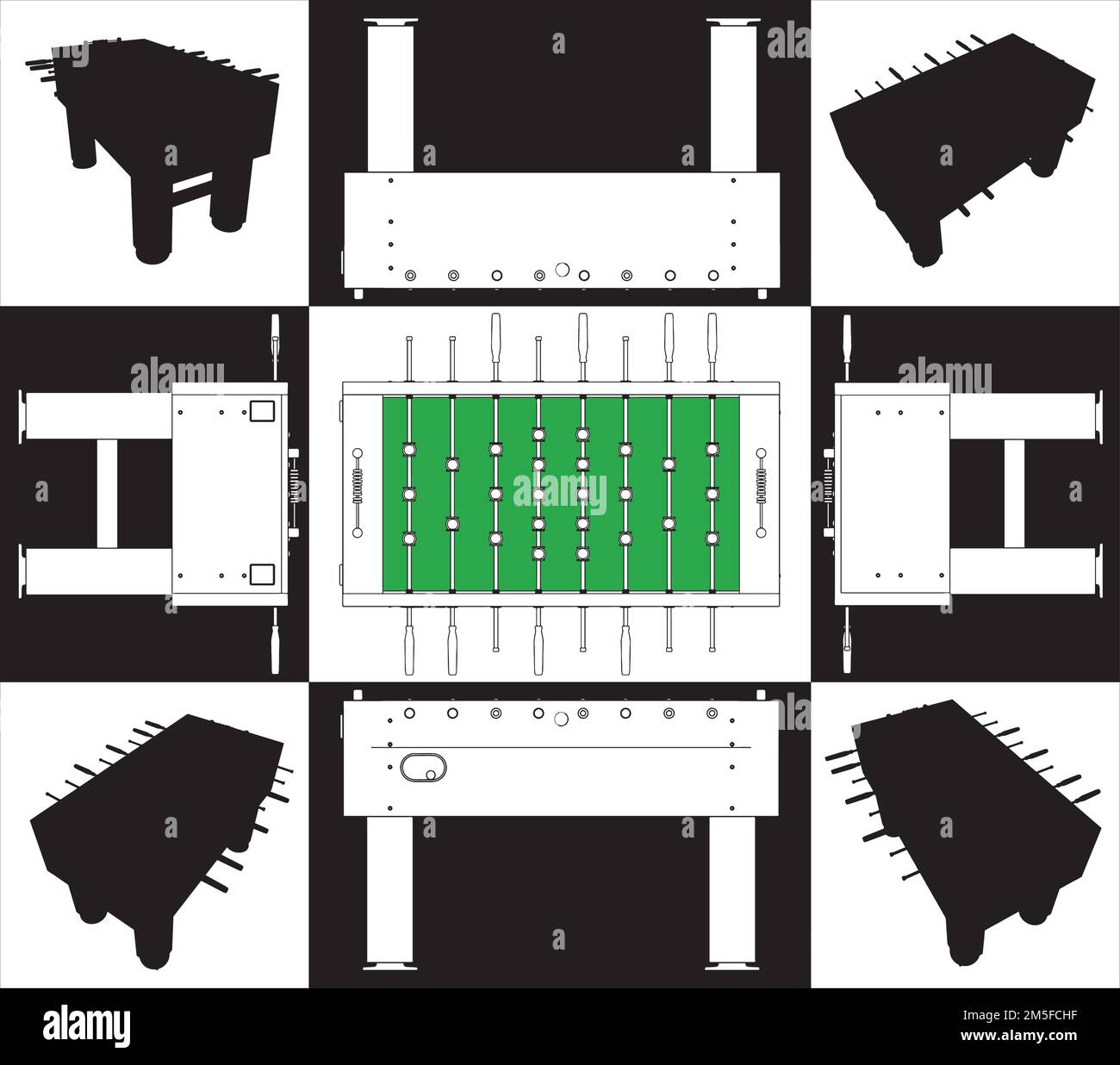Calcio da tavolo e Vector prospettiva Calcio. Illustrazione su sfondo bianco. Illustrazione vettoriale di Un calcio da tavolo. Illustrazione Vettoriale