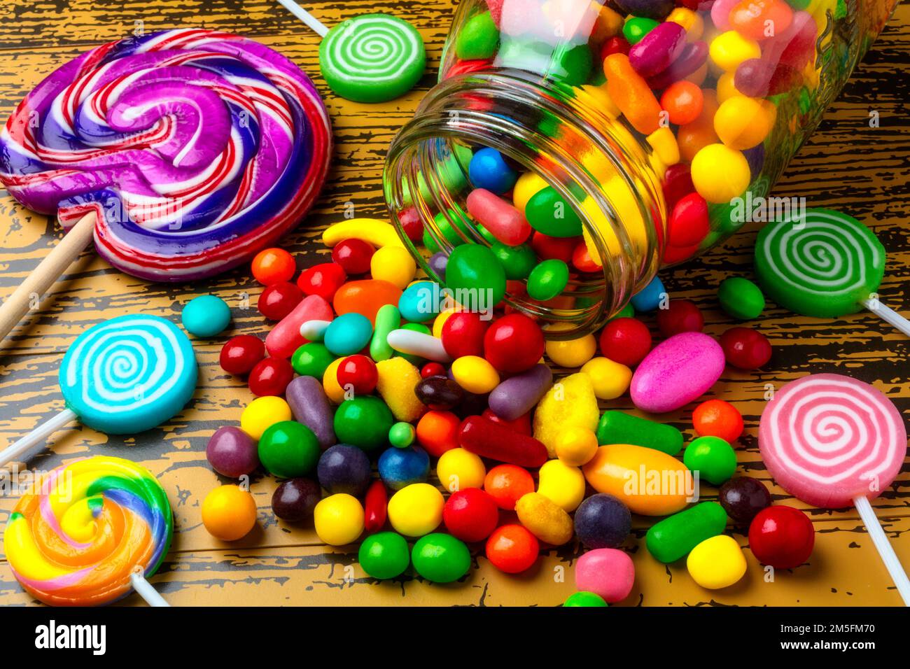 Ventose e vasetto di vetro di Candy Foto Stock