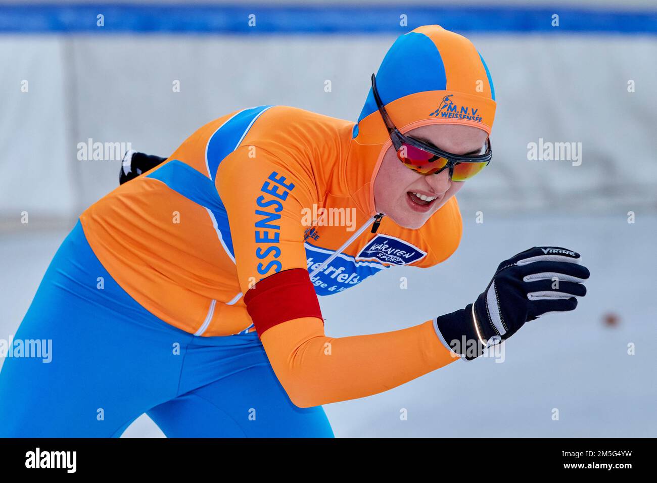 Österreichische Staatsmeisterschaften 2023 Einzelstrecken. Donne (Distanz: 5000m). 2022-12-28. Müller Hanna (MNV Weissensee) Foto Stock