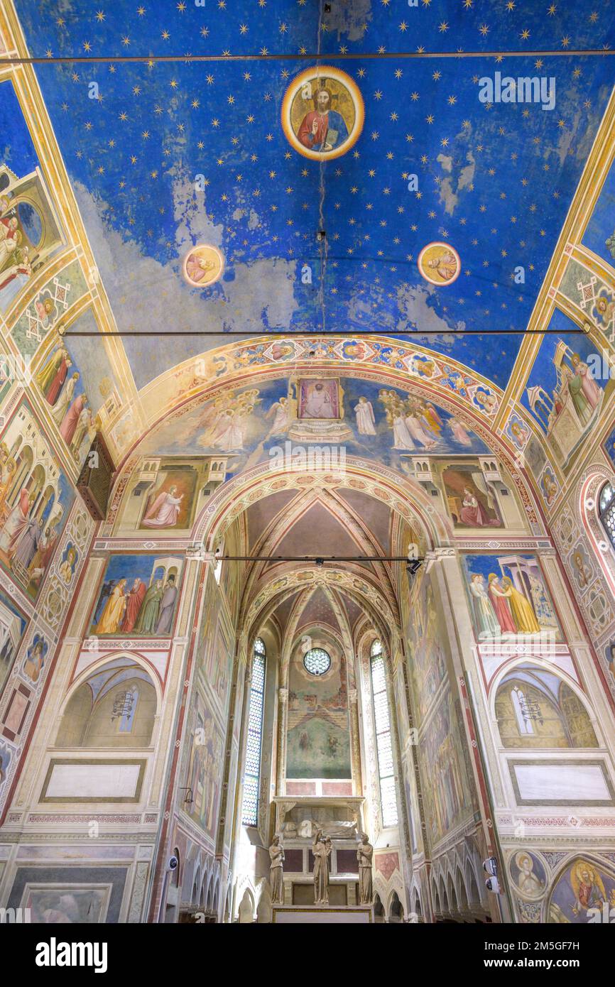 Cappella degli Scrovegni o Cappella Arena con affreschi di Giotto di Bondone, Padova, Provincia di Padova Foto Stock