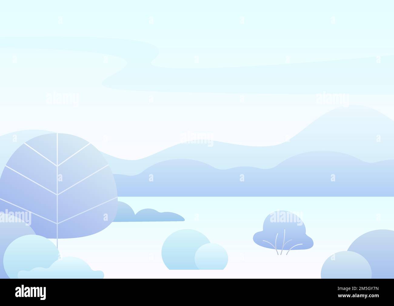 Fantasia semplice cartoon paesaggio invernale, moderna pendenza natura vettore illustrazione Illustrazione Vettoriale