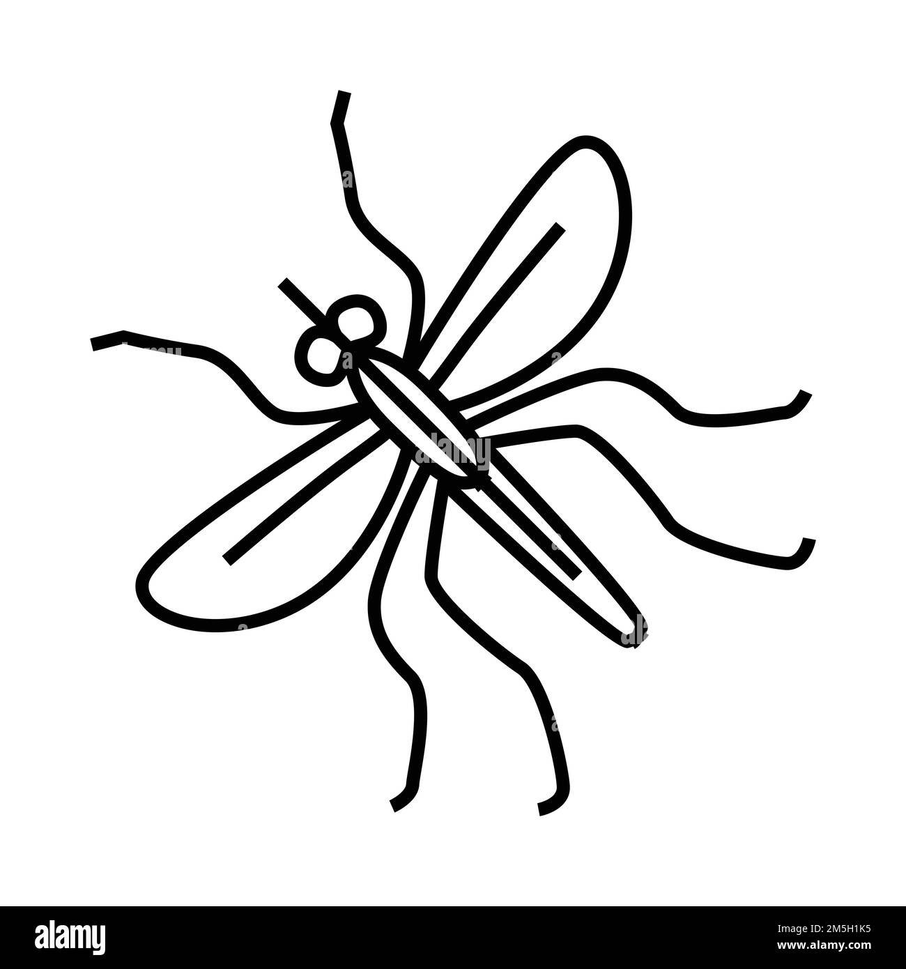 Zanzara disegnata a mano. Sangue che succhia insetto Illustrazione Vettoriale