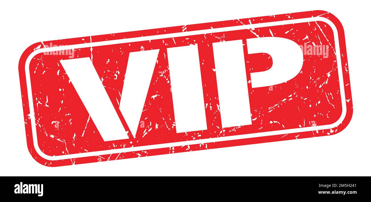 Testo VIP scritto su un cartello rosso con timbro grungo. Foto Stock