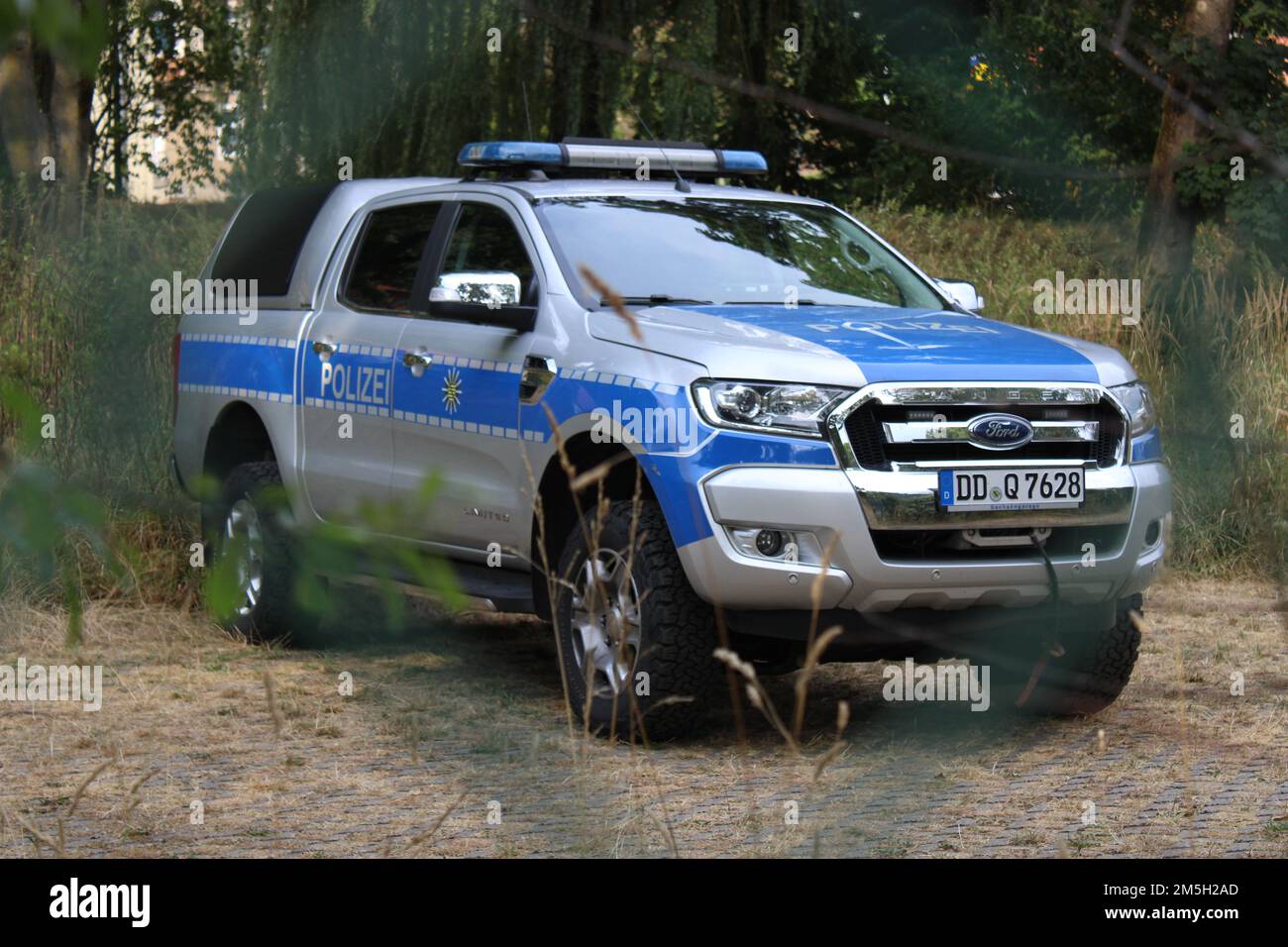 Polizeiauto Wasserschutzpolizei, Sachsen, Bad Schandau - polizia di polizia per la protezione delle acque, Sassonia, Bad Schandau Foto Stock