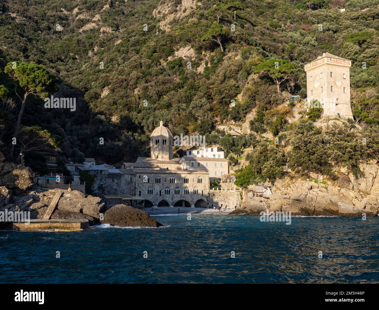 Il monastero di San Fruttuoso in Liguria Foto Stock