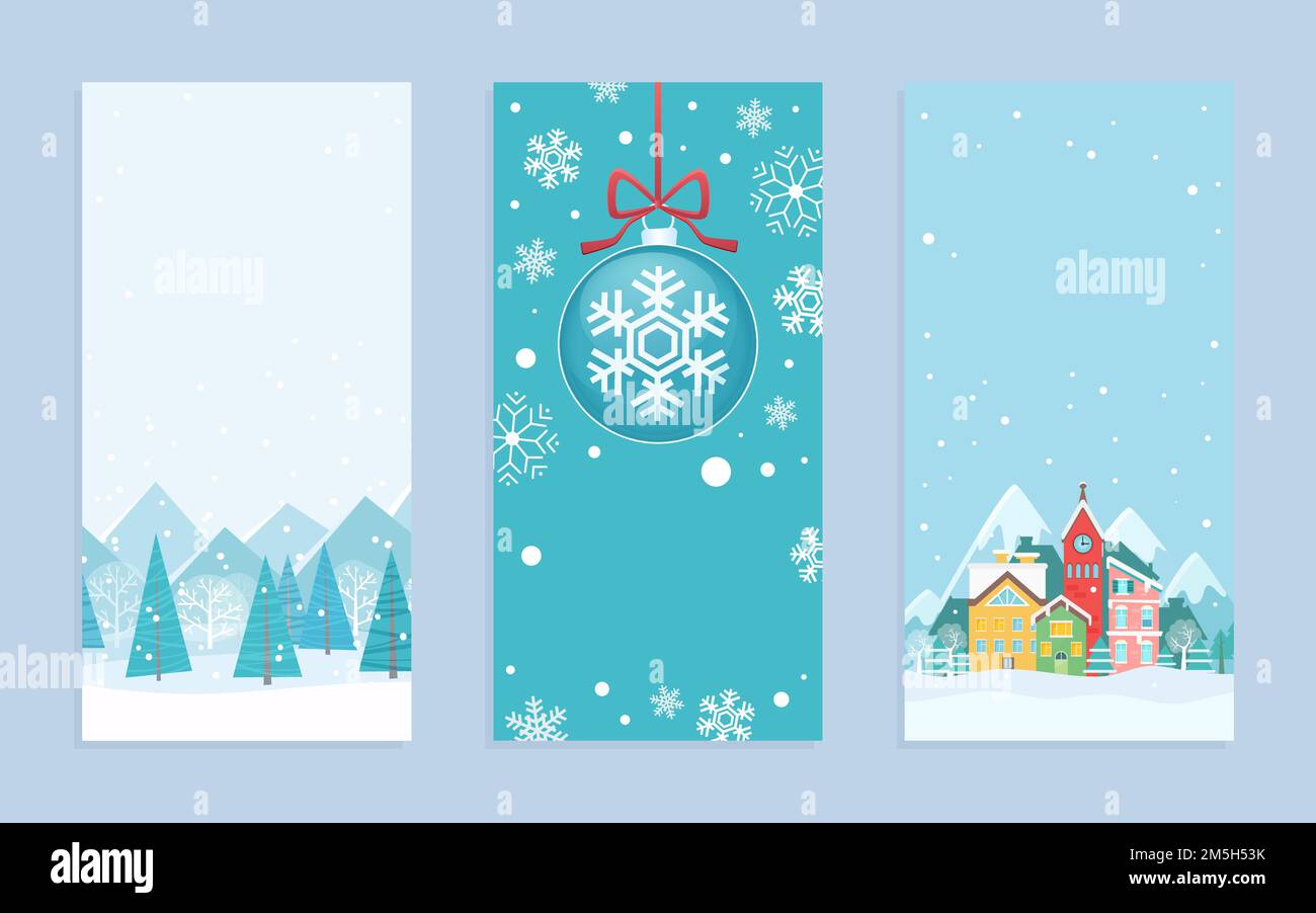 Buone cartoline di auguri di Natale in stile cartone animato scandinavo Illustrazione Vettoriale