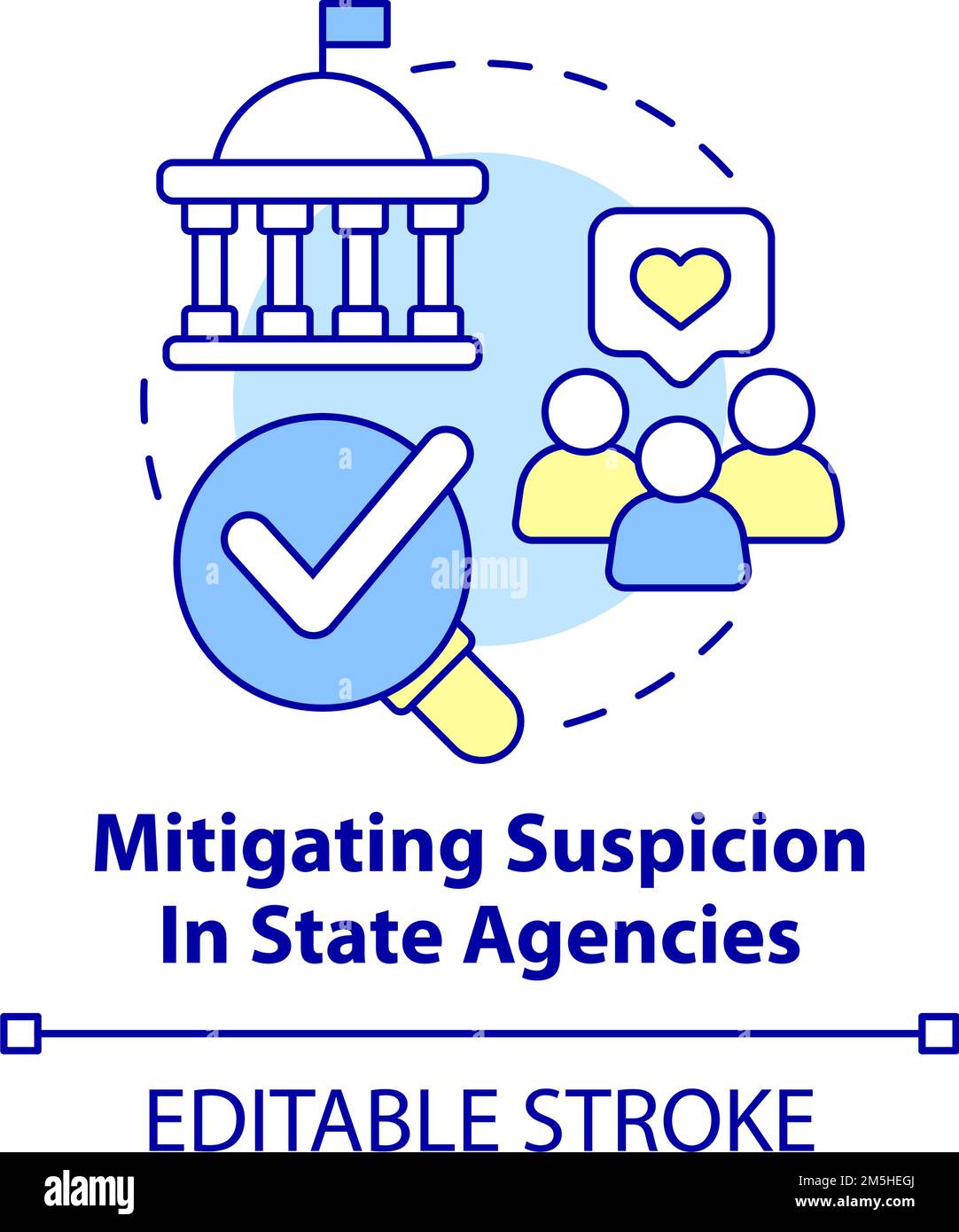 Mitigazione del sospetto nell'icona del concetto delle agenzie statali Illustrazione Vettoriale