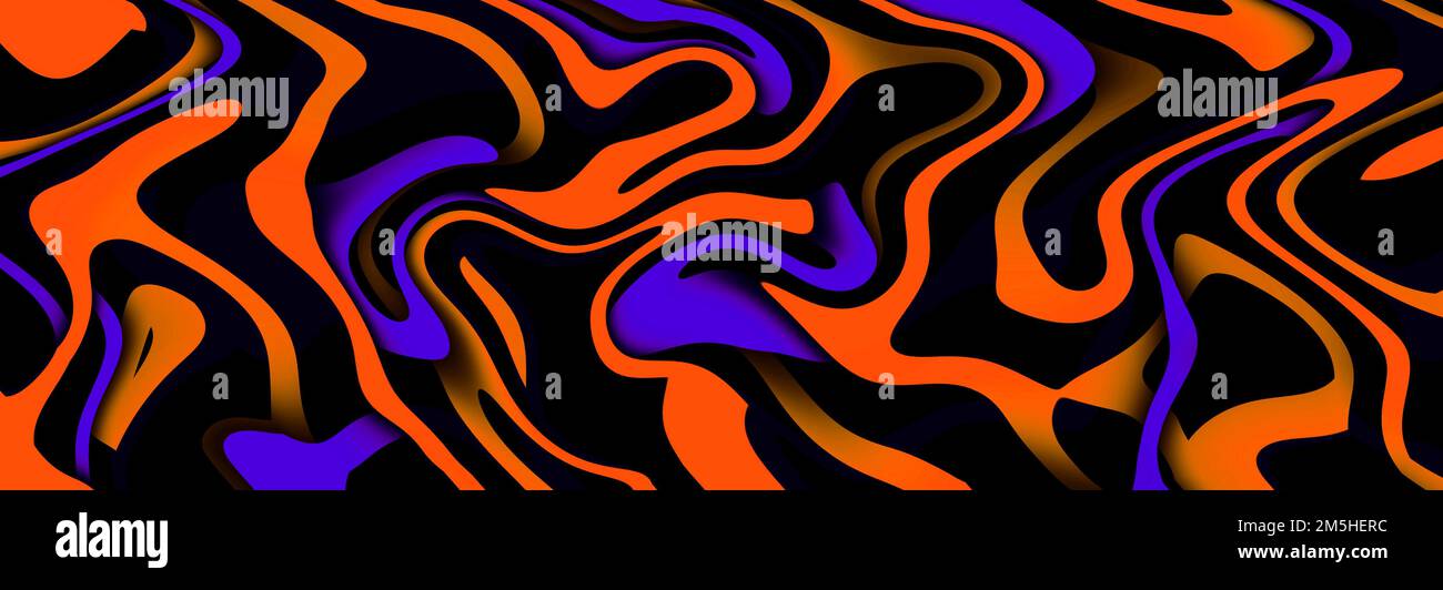 Luminoso sfondo ondulato multicolore. Ripetizione geometrica senza giunture. Ampia illustrazione psichedelica astratta. rendering 3d Foto Stock