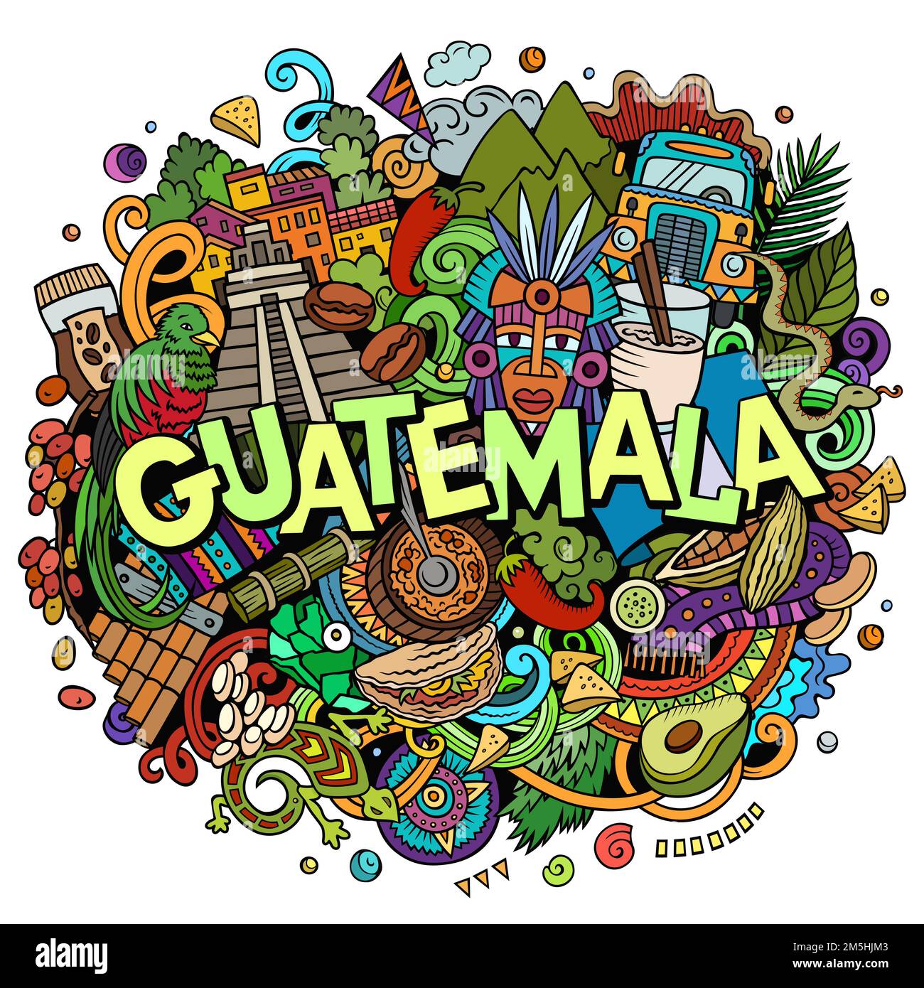 Guatemala cartoon doodle illustrazione. Design divertente Illustrazione Vettoriale