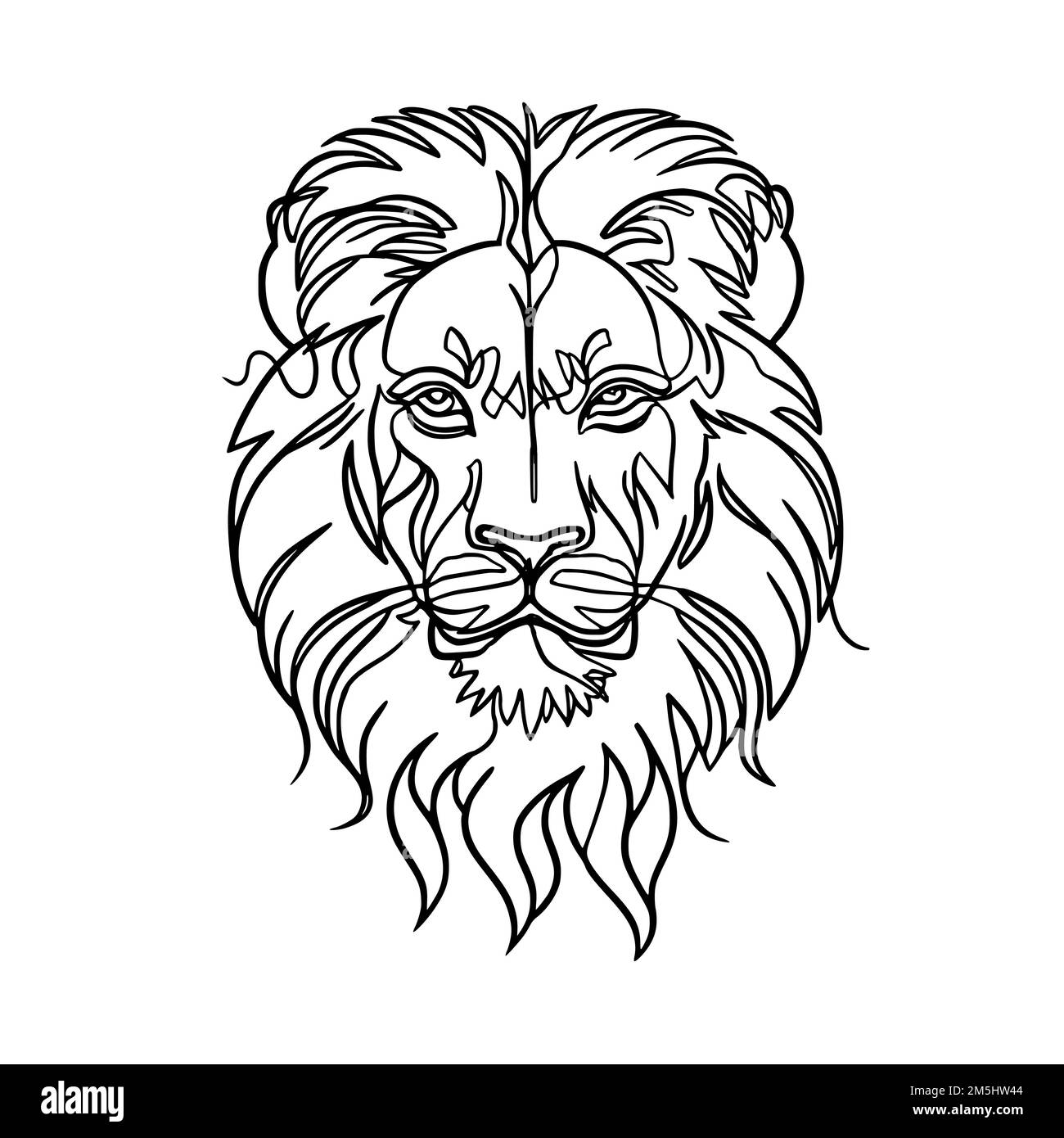 Linea continua - testa di leone, vettore d'arte linea muso Illustrazione Vettoriale