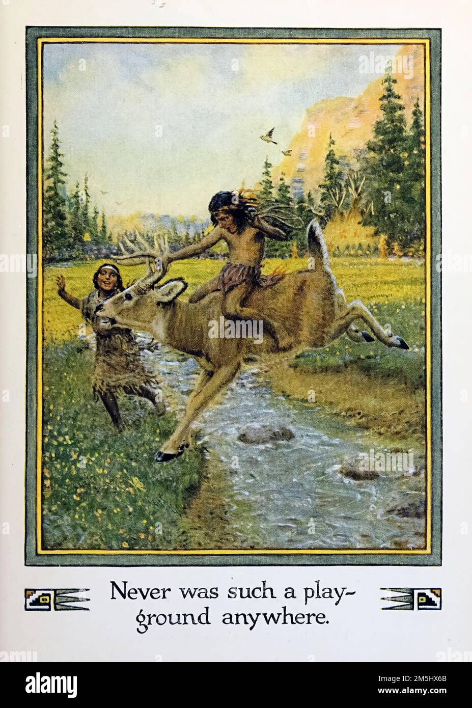 Non era mai stato un parco giochi così. Illustrato da John Rae dal libro ' American Indian Fairy tales ' di William Trowbridge Larned, Pubblicazione data 1921 Editore New York, P. F. Volland Foto Stock