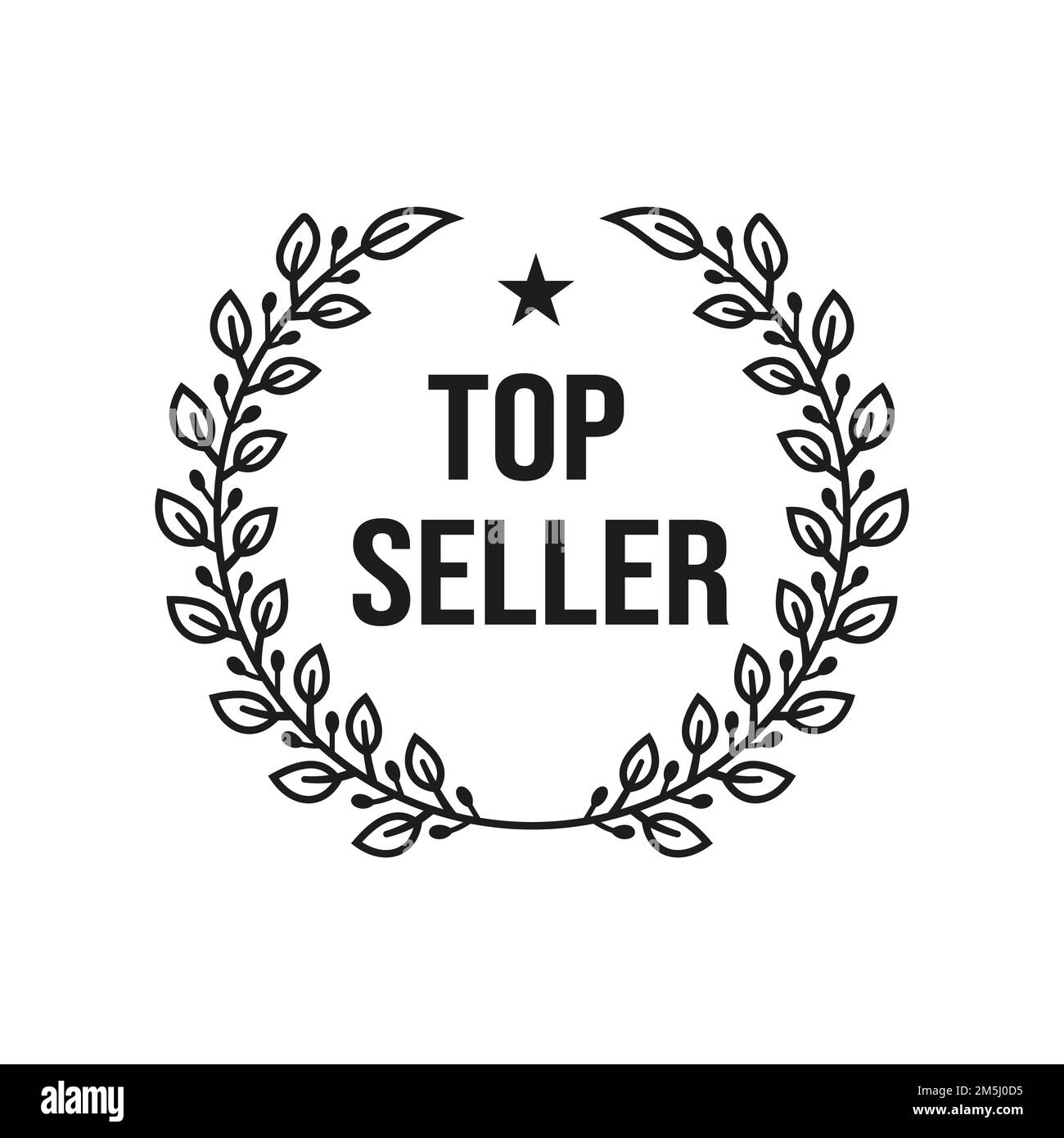 Foglia di Laurel per il miglior Venditore Badge Emblem Label Design Vector Illustrazione Vettoriale