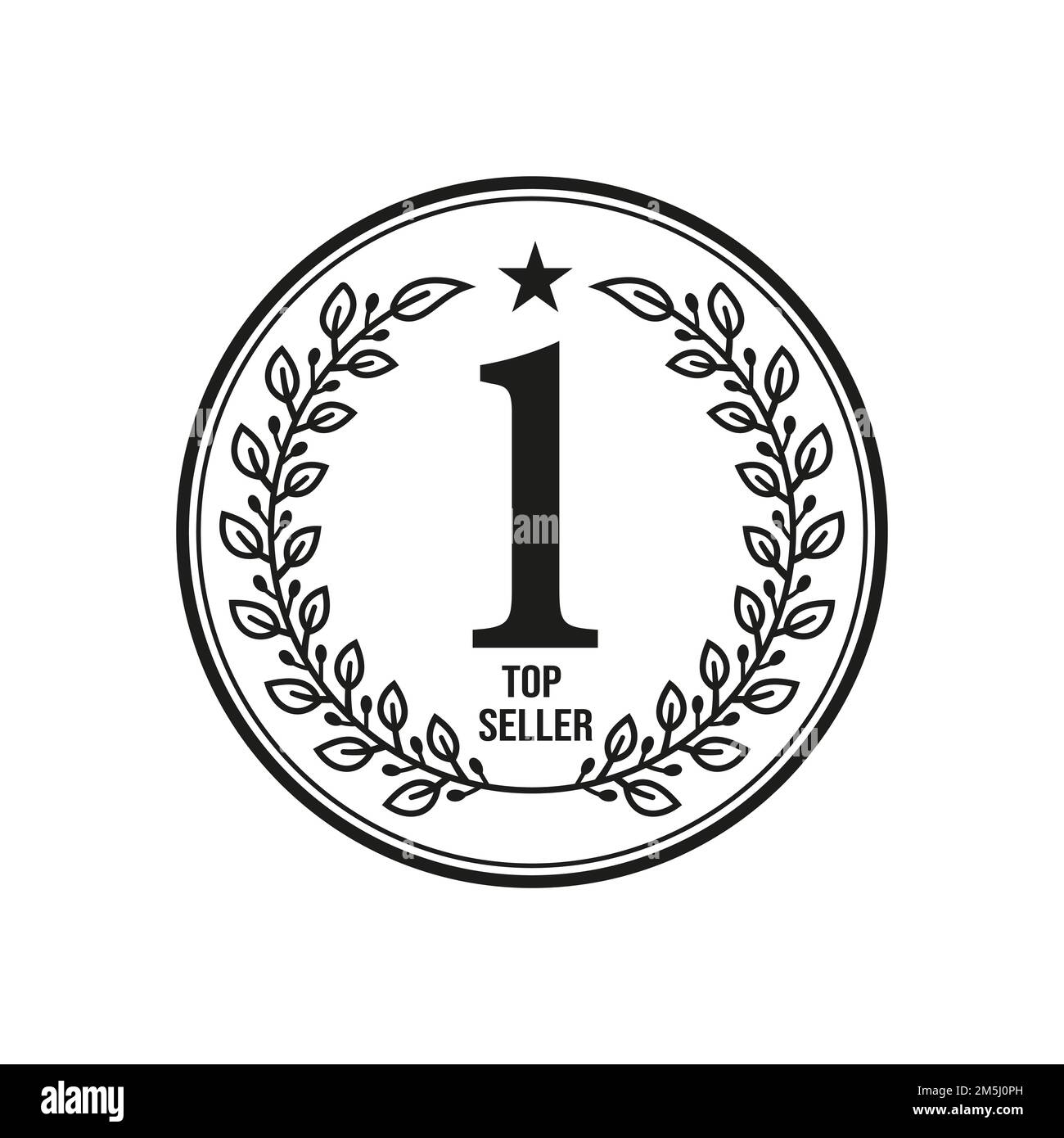 Laurel Leaf per il miglior numero uno Venditore Badge emblema Label Design Vector Illustrazione Vettoriale