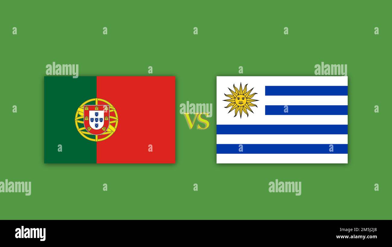 portogallo vs uruguay Football Match Design Element. Foto Stock