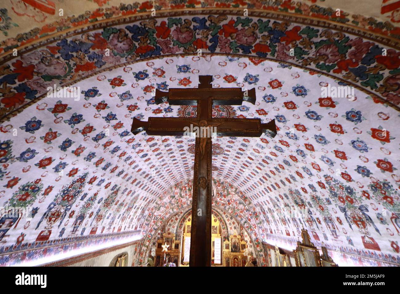 Dettagli dell'arte barocca all'interno della chiesa di San Jeronimo Tlacochahuaya, situata nel comune di San JerÃ³nimo Tlacochahuaya, a 21 km dalla capitale dello stato del Gruppo Oaxaca/Eyepix (Credit Image: © Carlos Santiago/eyepix via ZUMA Press Wire) Foto Stock