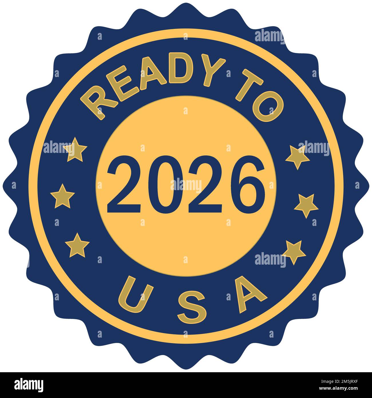 2026 Visita negli Stati Uniti colorful gradient brush design Vector Illustration USA flag Blue Colors background Ready Stamp FIFA World Cup USA Gold Seal Illustrazione Vettoriale