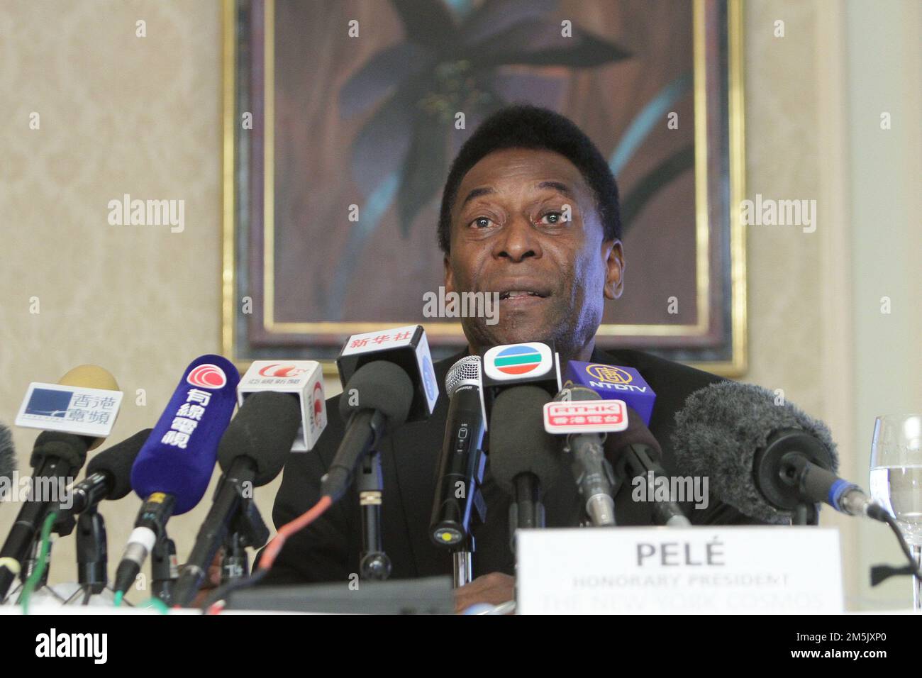 07.03.2011 Hong Kong, CINA; la leggenda del calcio Pele visita Hong Kong come parte del tour promozionale per il nuovo MLS Side New York Cosmos. Foto Stock