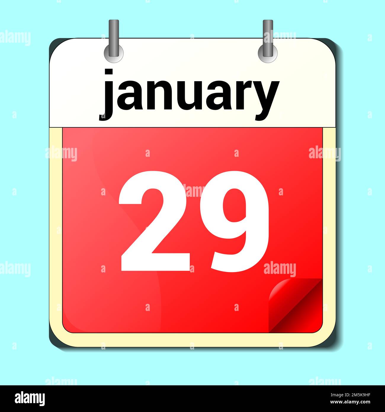 giorno del calendario, formato immagine vettoriale, gennaio 29. Illustrazione Vettoriale