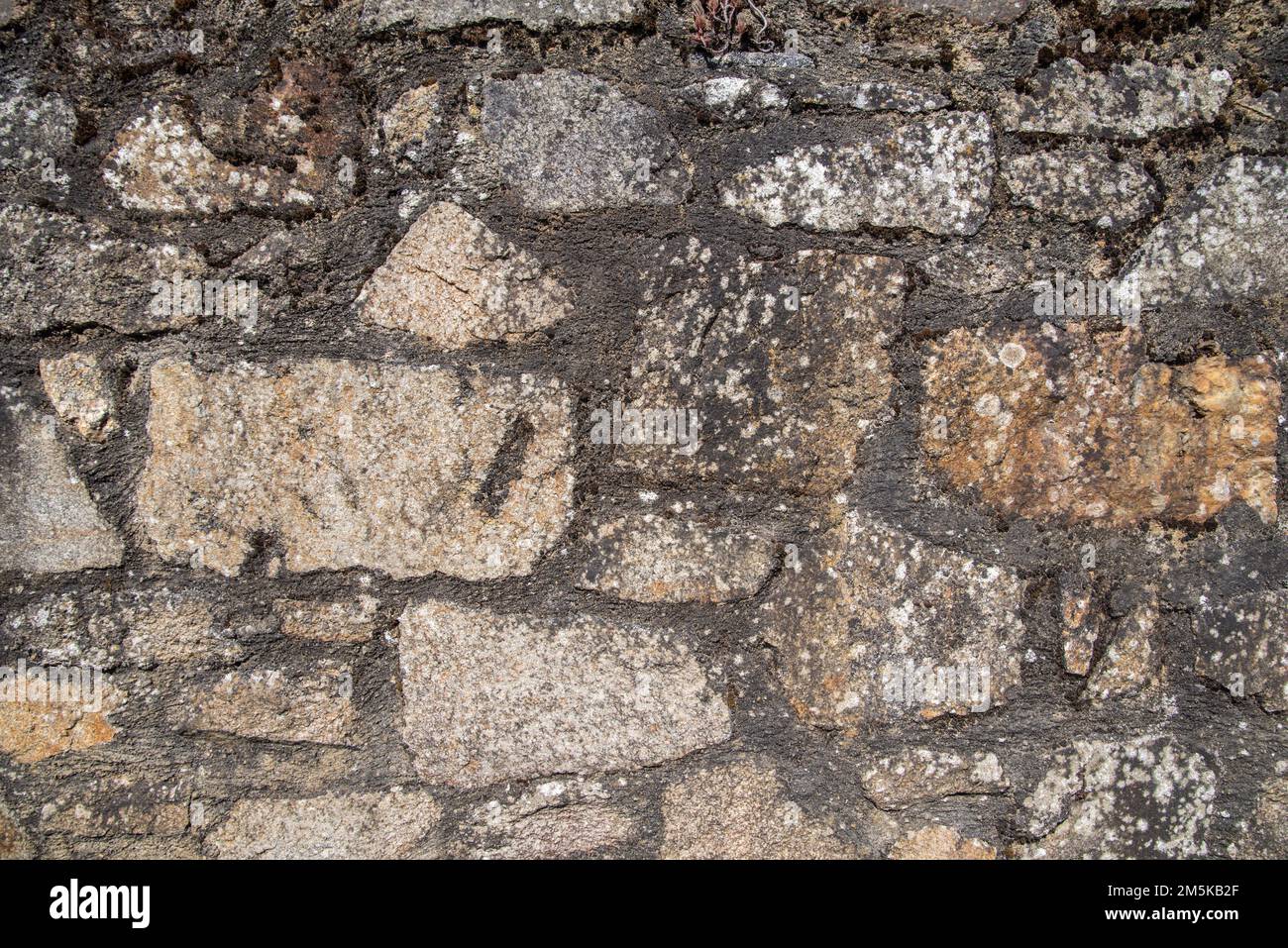 Muro di pietra naturale come sfondo o struttura Foto Stock