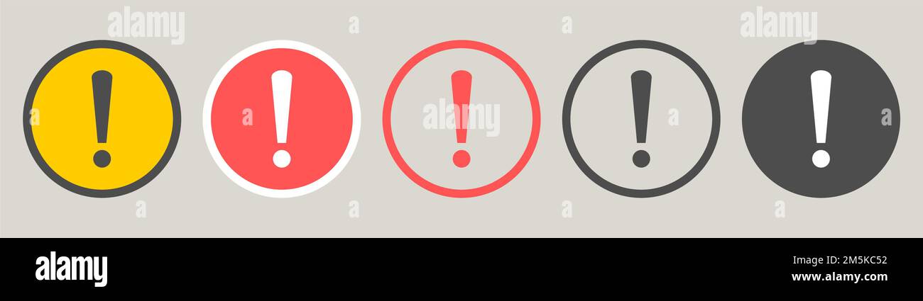 Icona del punto esclamativo. Set di icone esclamazioni. Illustrazione Vettoriale