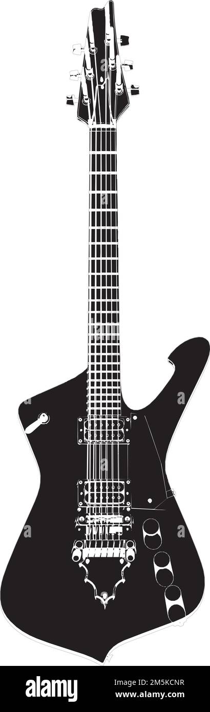 Vettore elettrico Giutar. Illustrazione su sfondo bianco. Illustrazione vettoriale di Una chitarra elettrica. Illustrazione Vettoriale