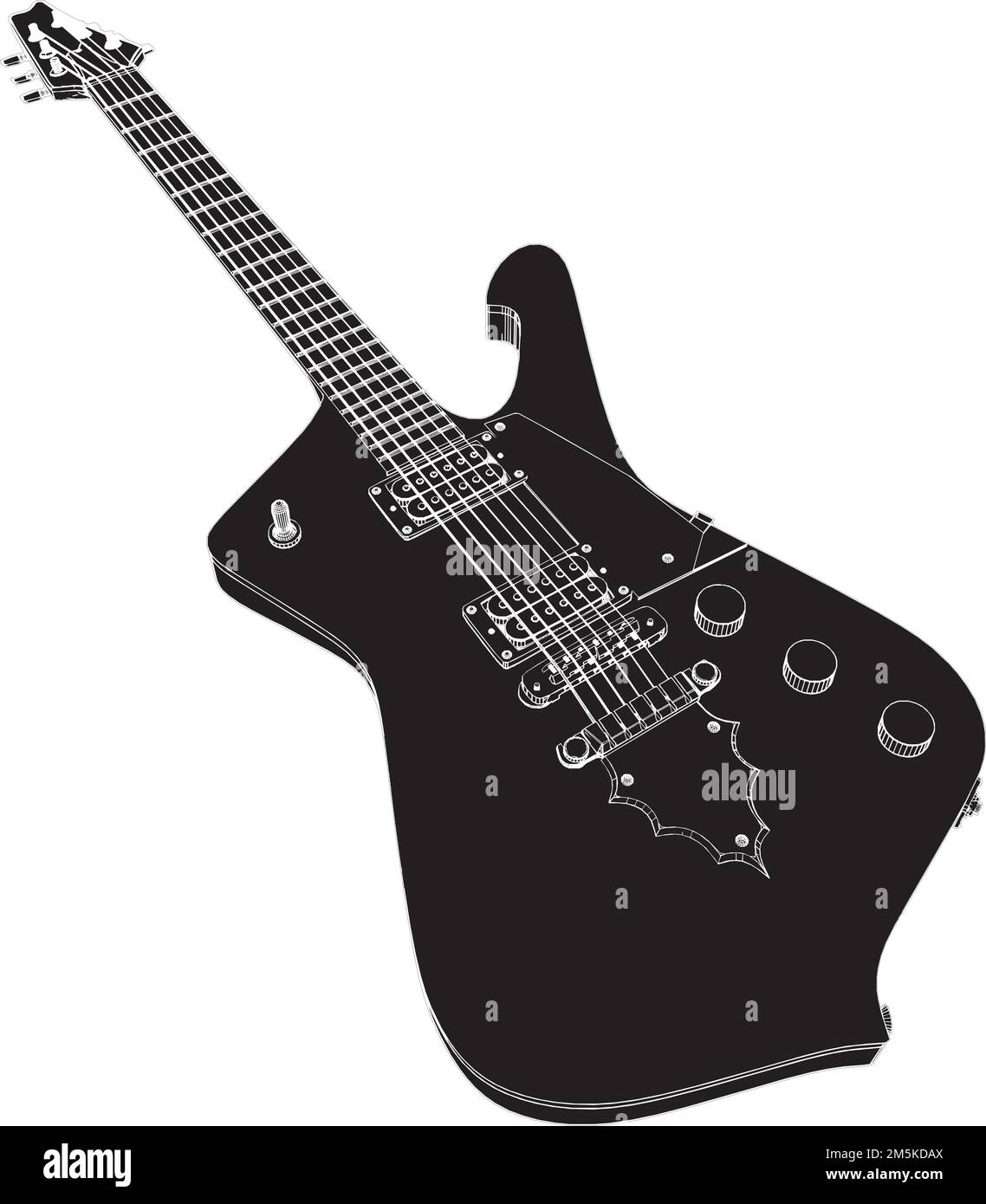 Vettore elettrico Giutar. Illustrazione su sfondo bianco. Illustrazione vettoriale di Una chitarra elettrica. Illustrazione Vettoriale