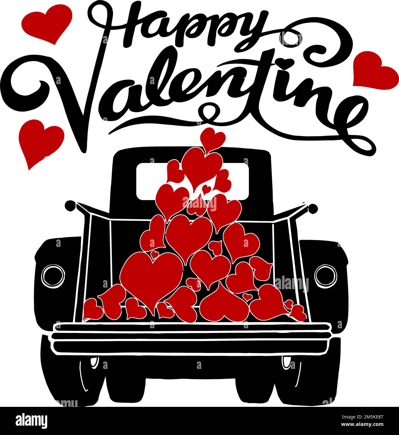 valentines giorno camion vintage con cuori Illustrazione Vettoriale