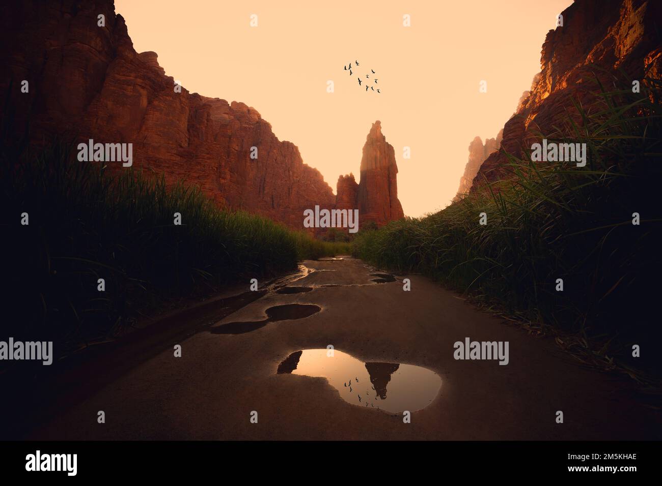 L'acqua dolce riflette la bellezza della natura uno straordinario paesaggio di arenaria è uno straordinario patrimonio culturale e naturale. Circondato da uniq Foto Stock