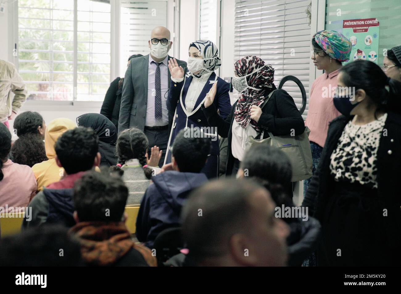 STATI UNITI Consulente speciale per i diritti internazionali dei disabili Sara Minkara (Dipartimento di Stato) visita la Fondazione Lalla Asmaa il 23 marzo 2022. Durante la sua visita, il consulente speciale Minkara ha elogiato la Fondazione Lalla Asmaa per aver fornito un'istruzione inclusiva di qualità agli studenti non udenti e non udenti. Foto di Yassine Ameur, Stati Uniti Ambasciata Marocco Foto Stock