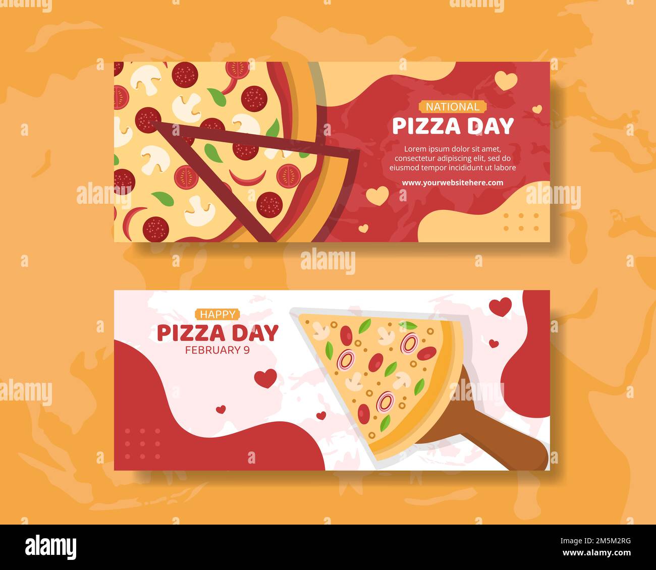 Cartoni animati piatti cartoni animati a mano per il giorno della pizza  nazionale Illustrazione Immagine e Vettoriale - Alamy