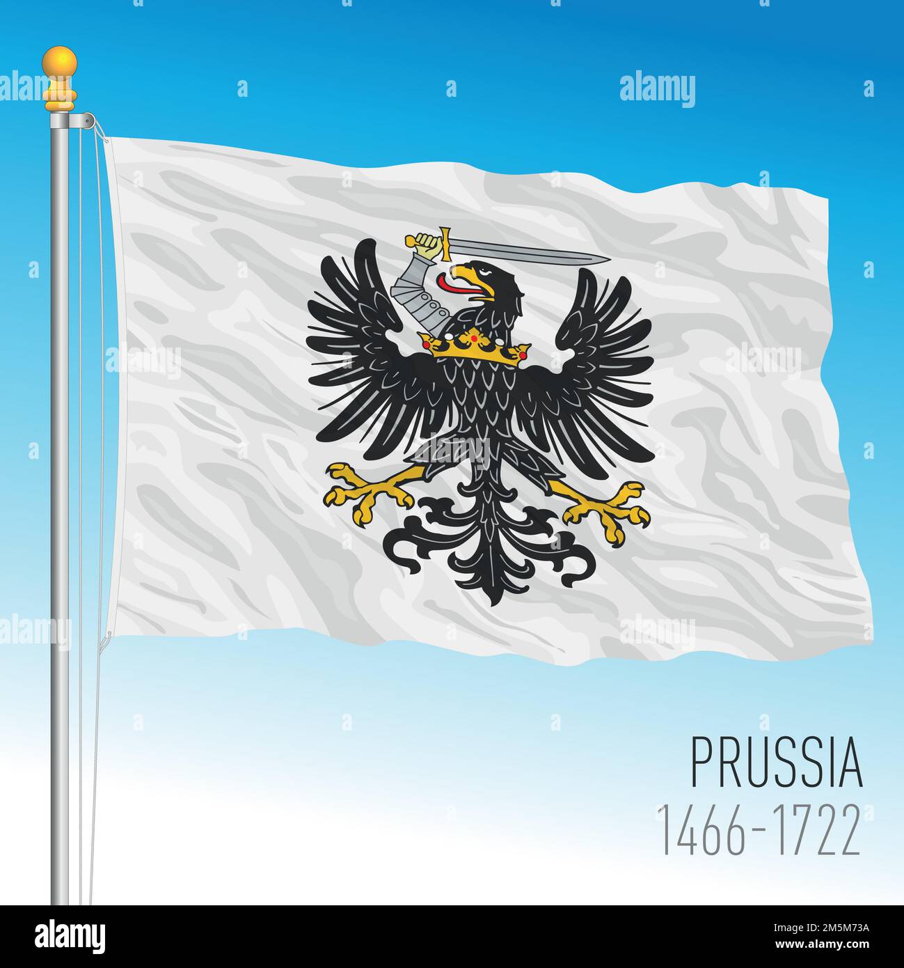 Bandiera storica della Prussia, 1466-1772, vecchio paese del nord europa, illustrazione vettoriale Illustrazione Vettoriale