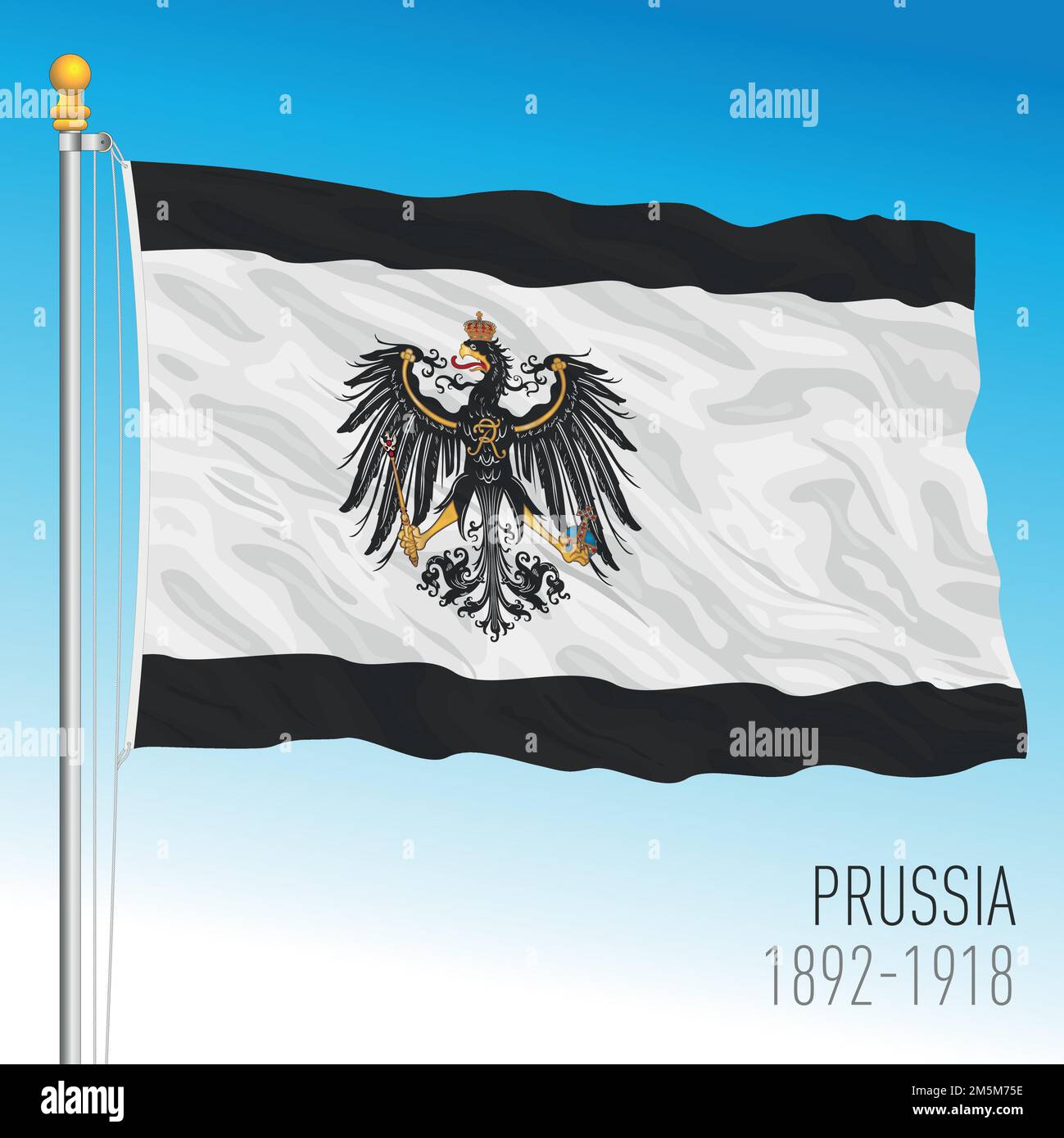 Bandiera storica della Prussia, 1892-1918, vecchio paese del nord europa, illustrazione vettoriale Illustrazione Vettoriale