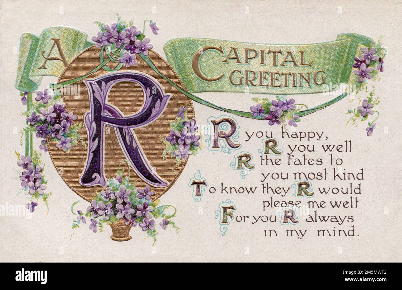 Carta di auguri maiuscola 1912 Foto Stock