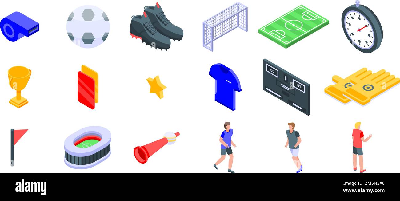 Soccer set di icone. Set isometrica del calcio icone vettoriali per il web design isolato su sfondo bianco Illustrazione Vettoriale