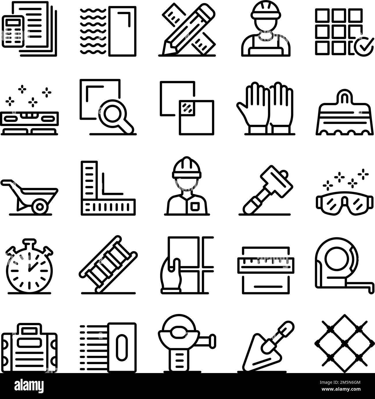 Icone tiler impostate. Set di icone vettoriali per il disegno web isolato su sfondo bianco Illustrazione Vettoriale