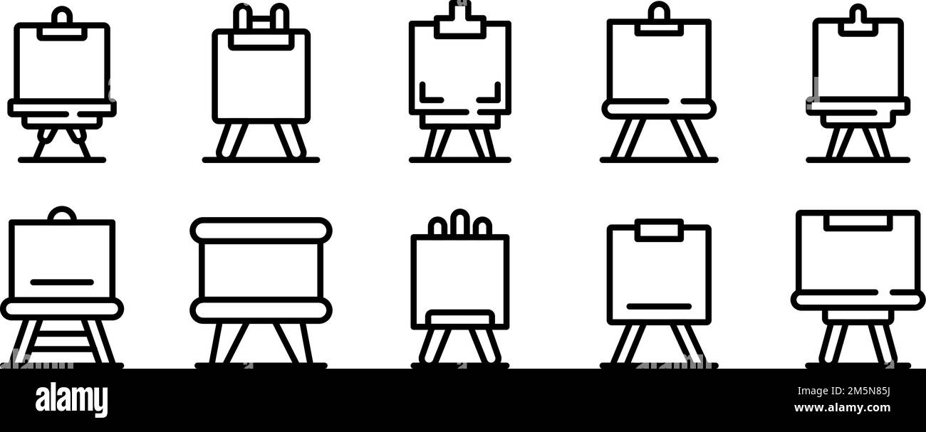 Icone cavalletto impostate. Set di icone vettoriali per il web design isolato su sfondo bianco Illustrazione Vettoriale