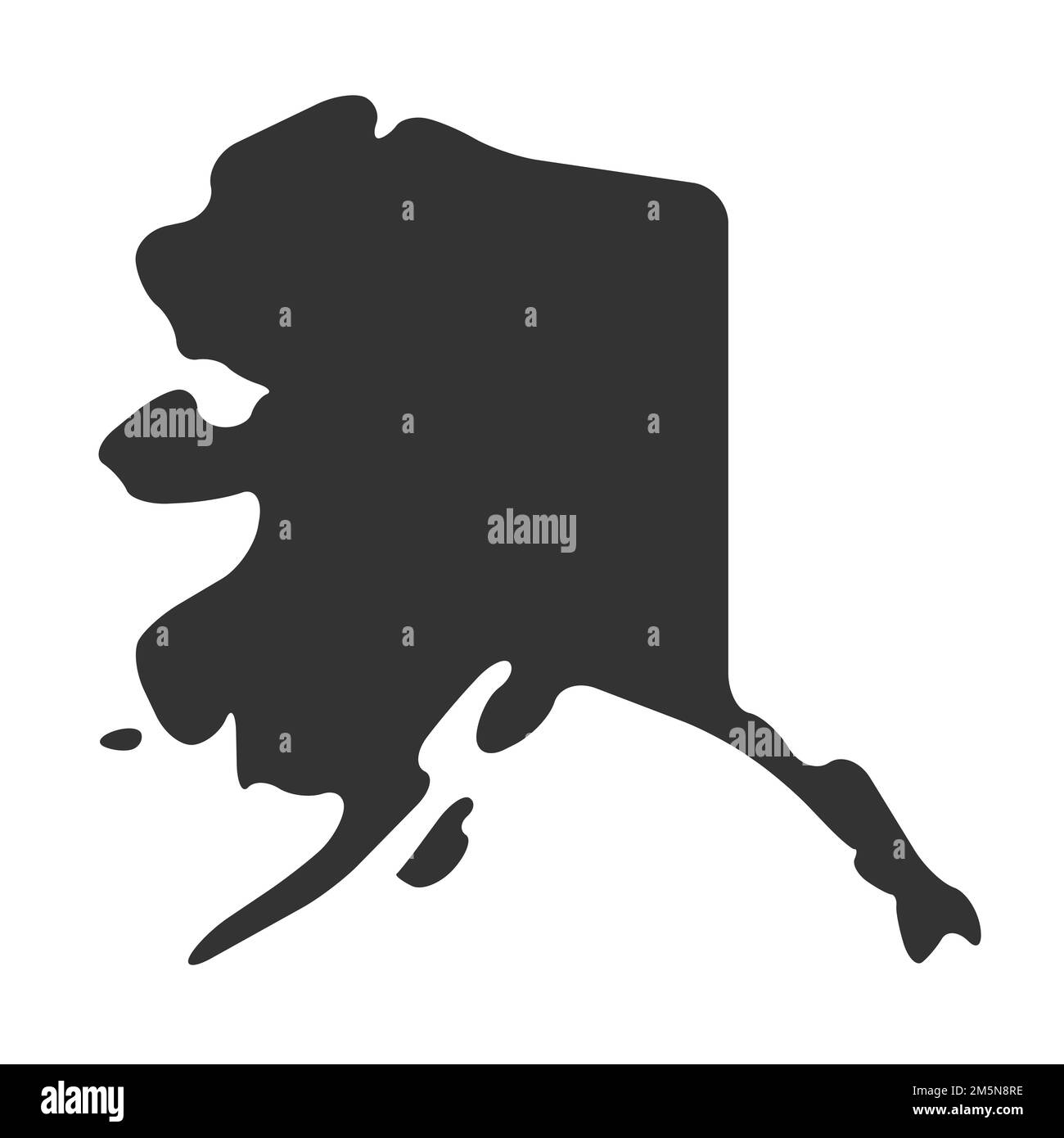 Stato dell'Alaska degli Stati Uniti d'America, USA. Mappa semplificata della silhouette nera spessa con angoli arrotondati. Illustrazione semplice del vettore piatto Illustrazione Vettoriale