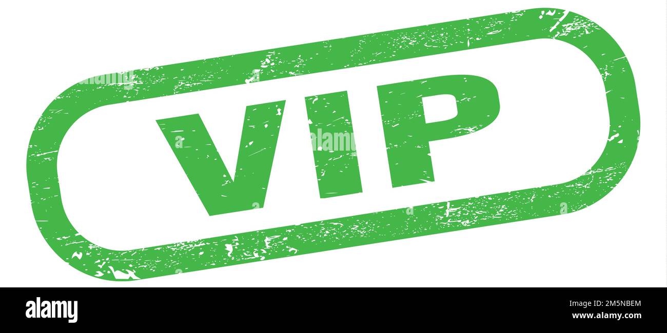 VIP, testo scritto sul simbolo del timbro rettangolo verde. Foto Stock