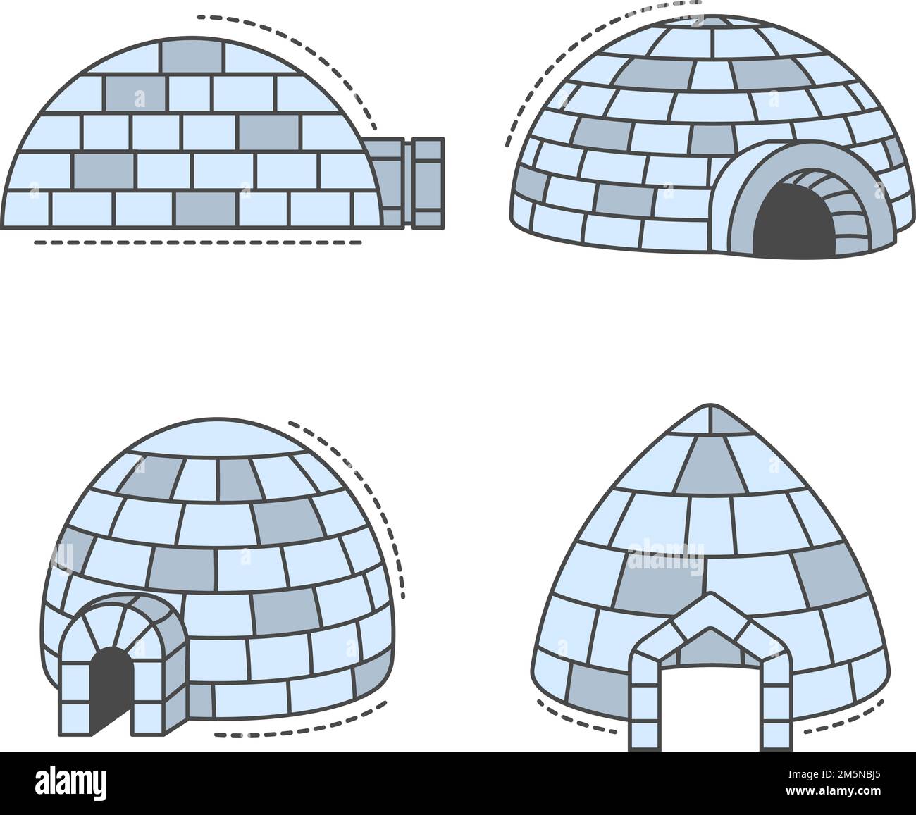 Igloo eskimo set di icone. Set di icone vettoriali igloo eskimo per web design isolate su sfondo bianco Illustrazione Vettoriale