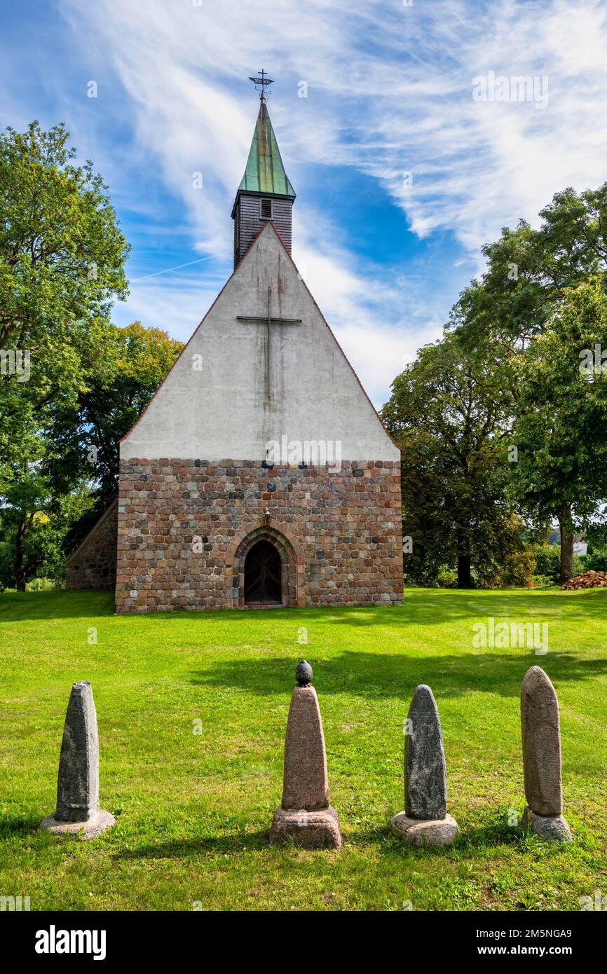 Dargitz villaggio chiesa, Vorpommern-Greifswald distretto, Meclemburgo-Pomerania occidentale, Germania Foto Stock