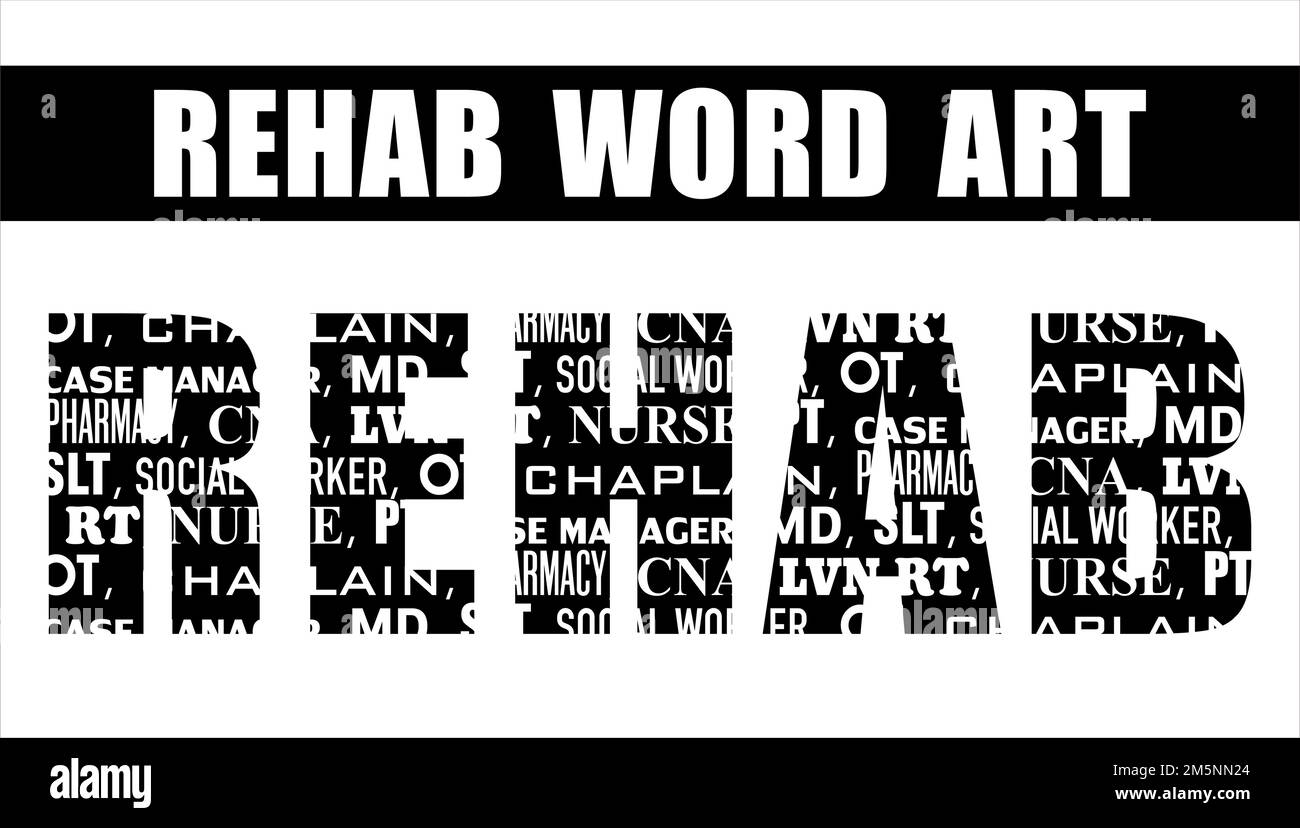REHAB WORD ART DESIGN - per maglietta/tazza Illustrazione Vettoriale